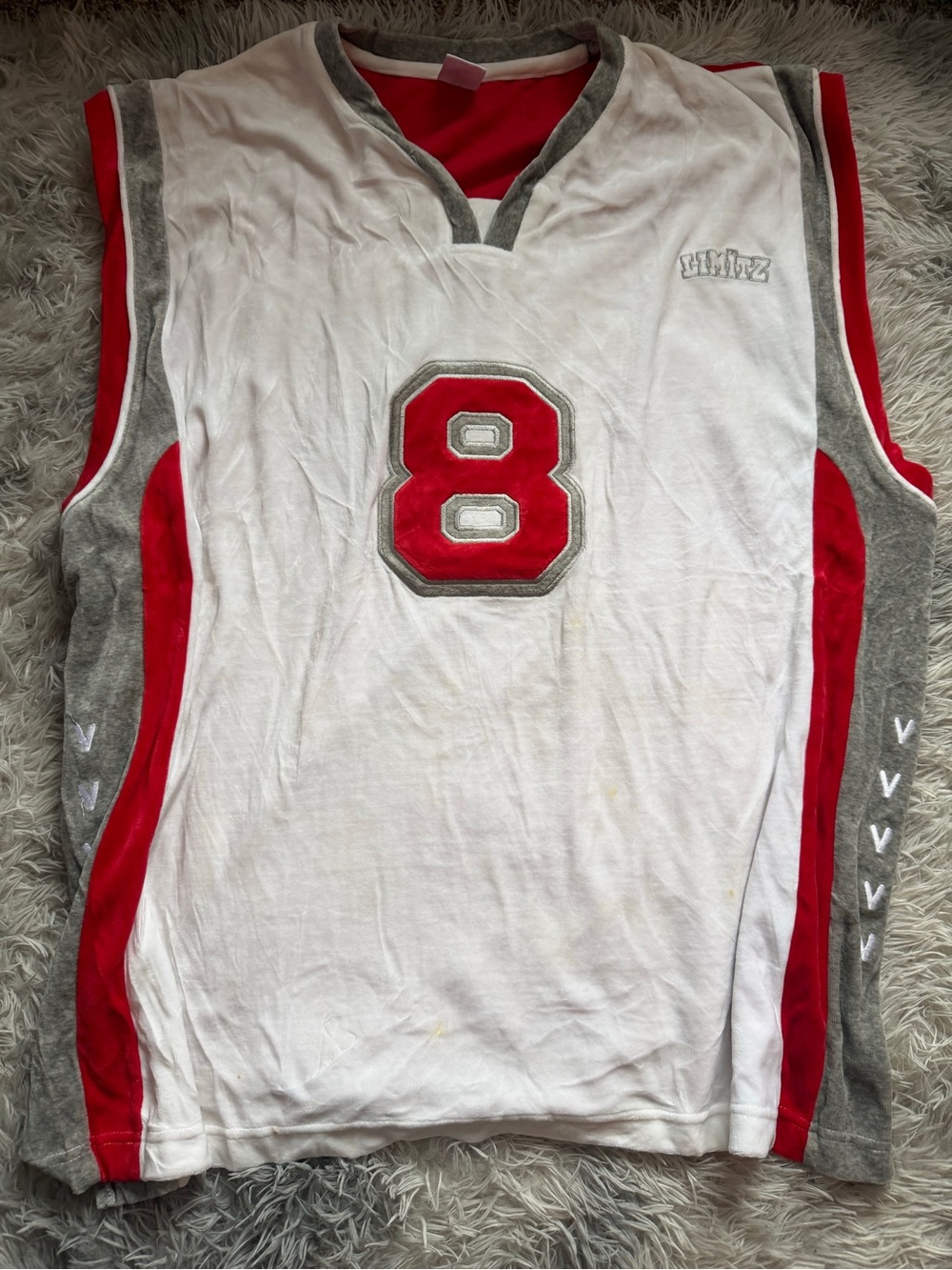 No Boundaries White Red Gray Basketball Jersey #8